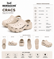 BERSACHE Premium Comfort Cracs for Men & Women | Ultra Lightweight EVA Clogs | Anti-Slip Casual Sandals