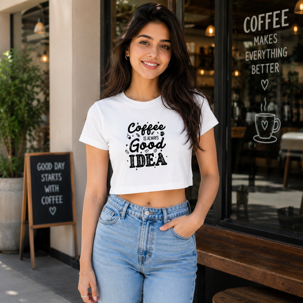 Aura Originals By Auranode Women’s Coffee Graphic Crop T-Shirt