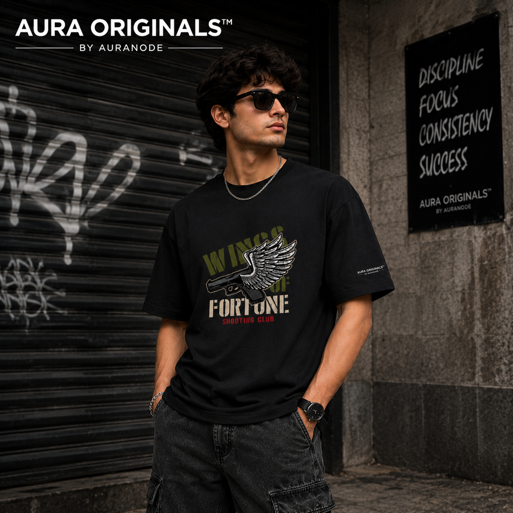 Aura Originals By Auranode Wings Of Fortune Oversized Streetwear T-Shirt For Men