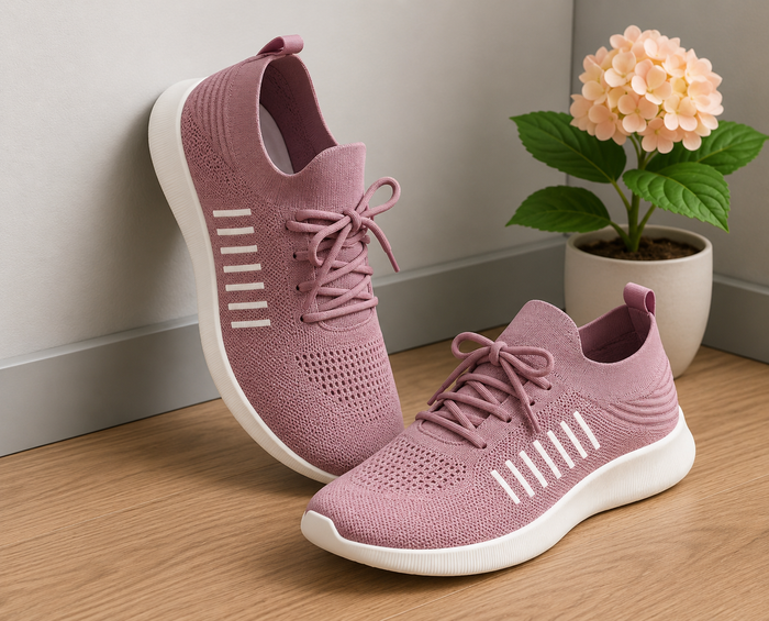 Fancy Women Mesh Sport Shoes – Lightweight Lace-Up Sneakers