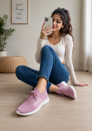 Fancy Women Mesh Sport Shoes – Lightweight Lace-Up Sneakers